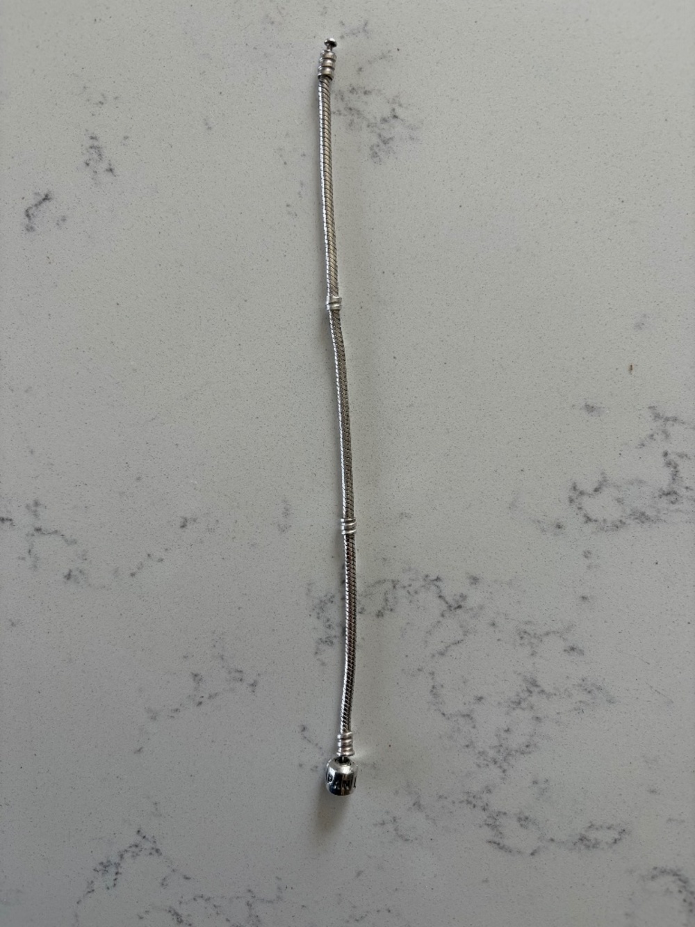Pandora Silver Snake Chain Barrel Clasp Charm Bracelet